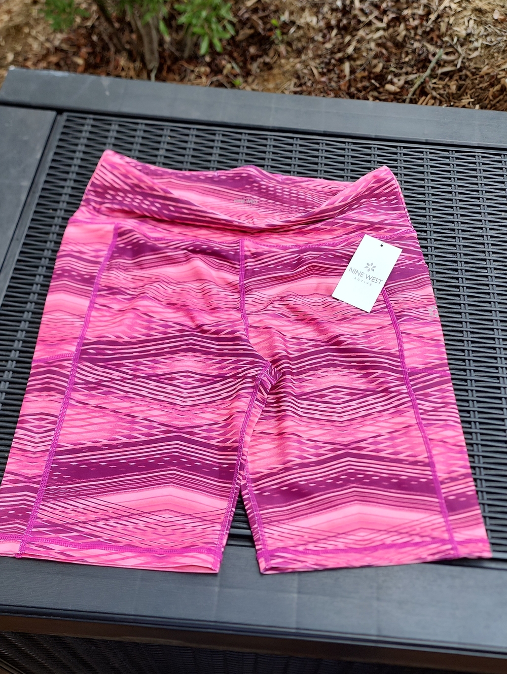 Nine West Pink & Magenta Patterned Bike Shorts